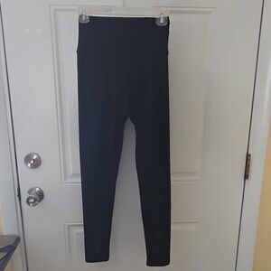 Black Women's Ankle Leggings S-M Stretch Knit Polyester Spandex Solid
